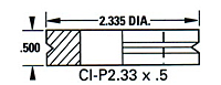 Dimensional Drawing - T-V-2.335-0.500-XX - Vinyl Pneumatic Type Tightening Discs