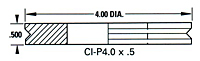 Dimensional Drawing - T-V-4.0-0.500-XX - Vinyl Pneumatic Type Tightening Discs